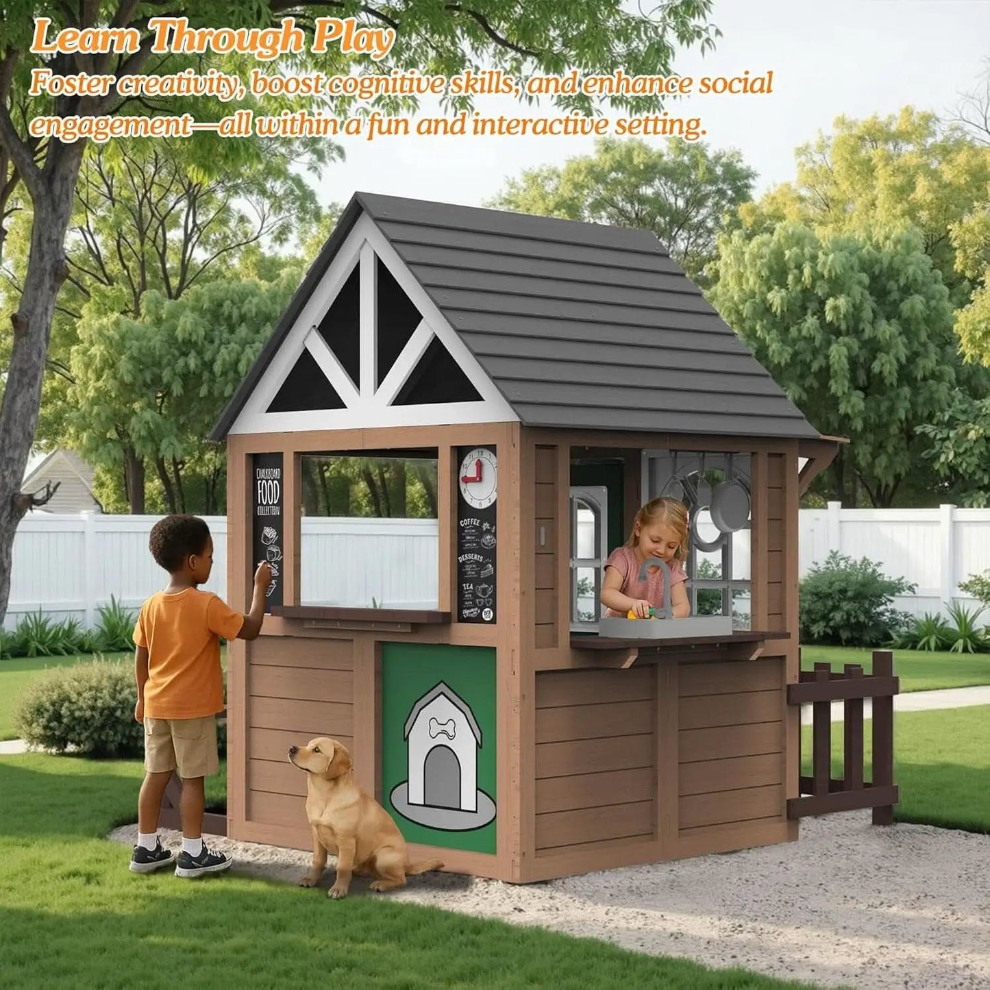 Premium Large Fir Wood Outdoor Playhouse DutchDoor from PriceLows™