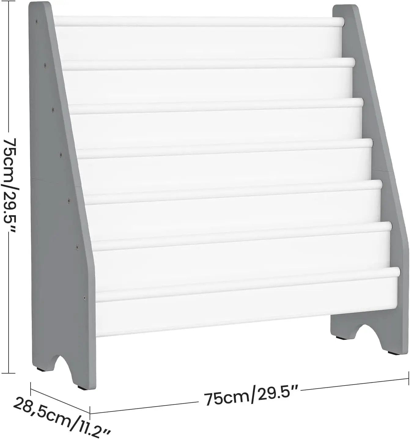 6 Tier Kids Bookshelf White And Gray Sling Book Organizer from PriceLows™