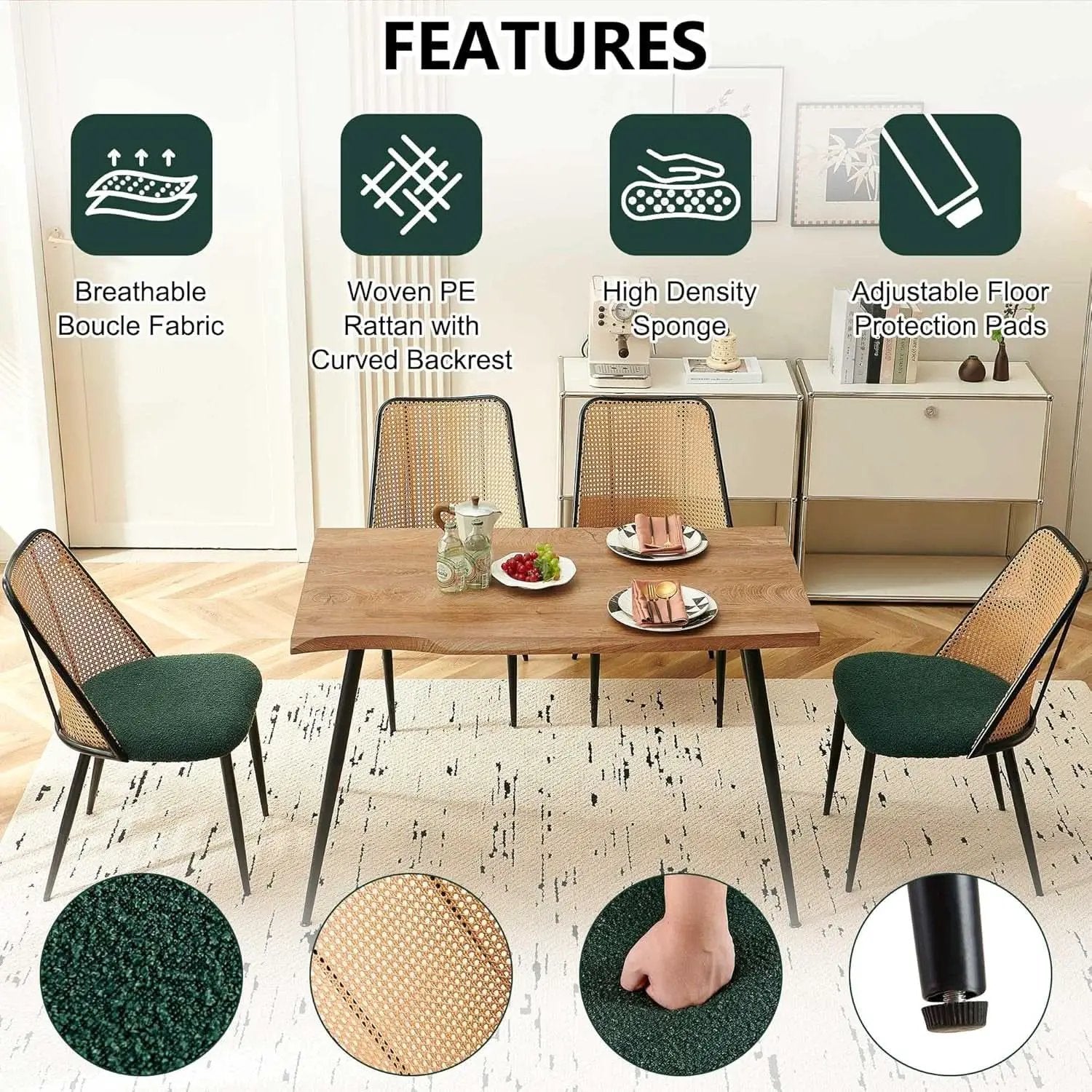 Elegant Walnut Finish 47 Inches Dining Table Set Four from PriceLows™