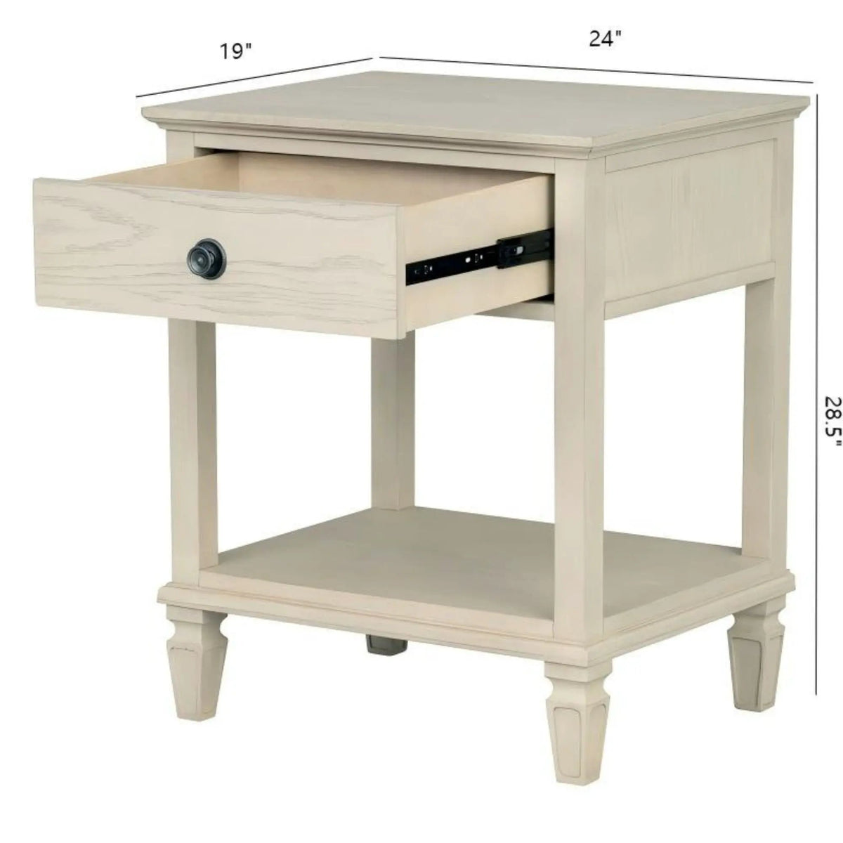 Victoria Bedside Table | Aged Brown Oak Finish | Drawer And Open Shelf | Wire Brush Detail