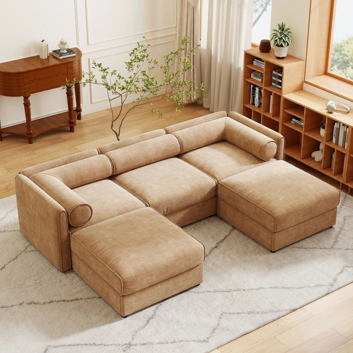Contemporary Elegant Sofa With Storage And Ottoman 2 Piece Living Room Set | 2 Piece Living Room Set | Living Room Furniture | Living Room