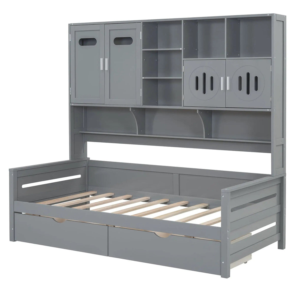 Daybed With All-In-One Cabinet And Shelf | 2 Pieces | Wood | Bedroom