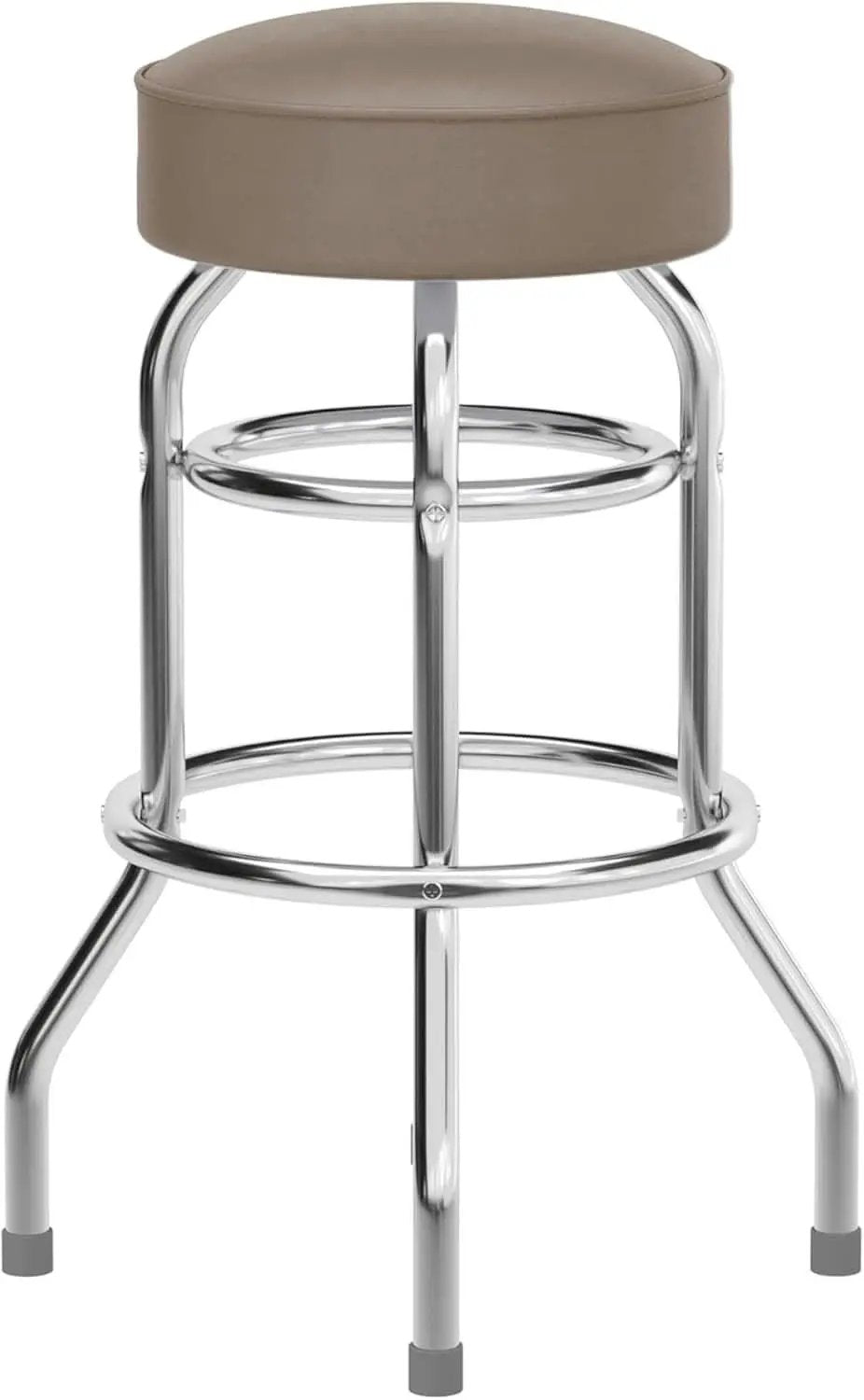 Bruno 2 Pack Chrome Bar Stools Beige Seats Swivel Set from PriceLows™