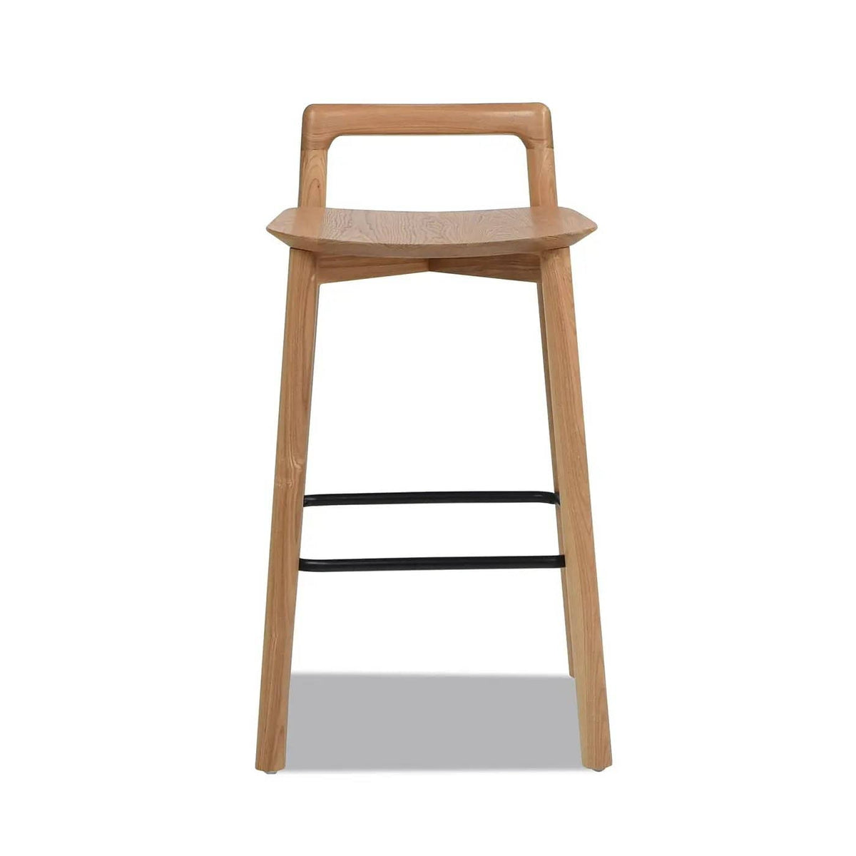 Sven Modern Minimalist Low Back Counter Stool Counter Height (24"-27") | 18 x 18.5 x 31 in | Iron & Wood | Natural Blonde Ash