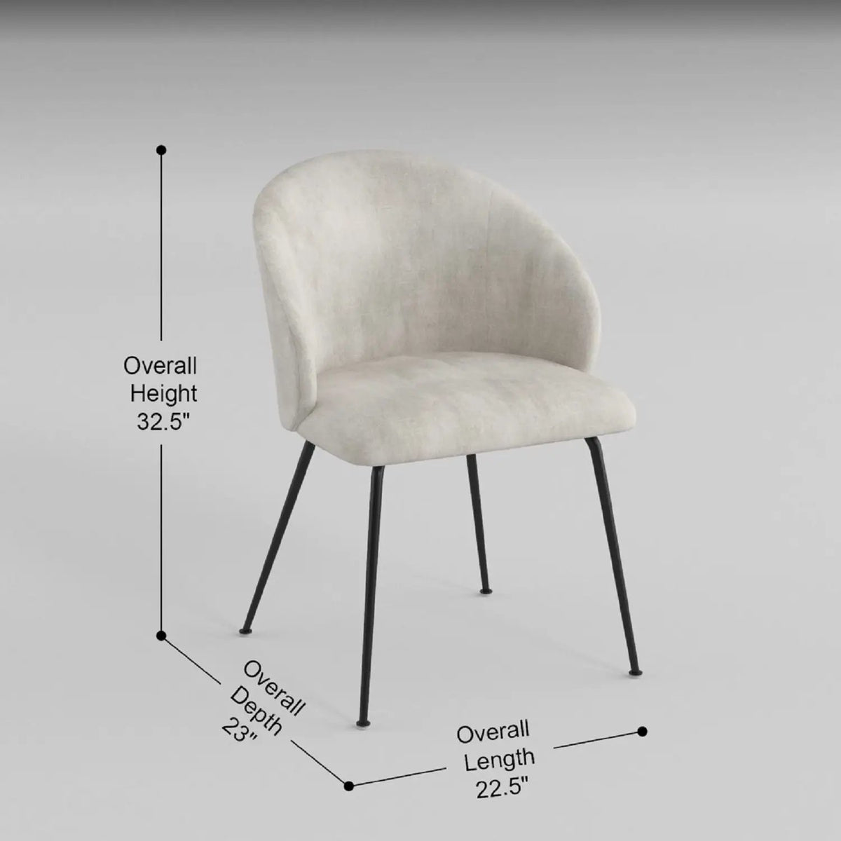Velvet Side Chairs | Black Metal Frame | Beige Velvet | 2 Piece Set