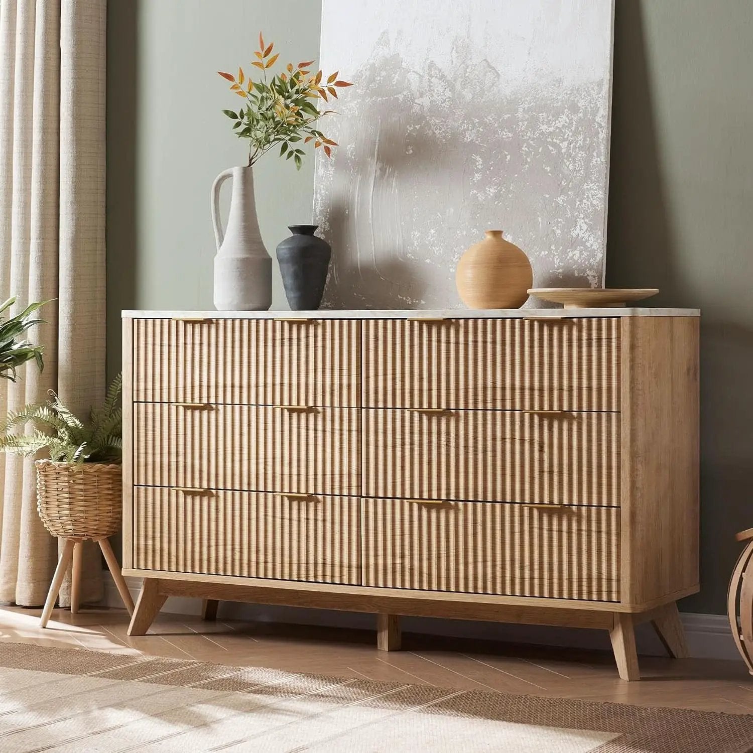 Natural Oak Dresser With Faux Marble Top Bedroom Furniture from PriceLows™
