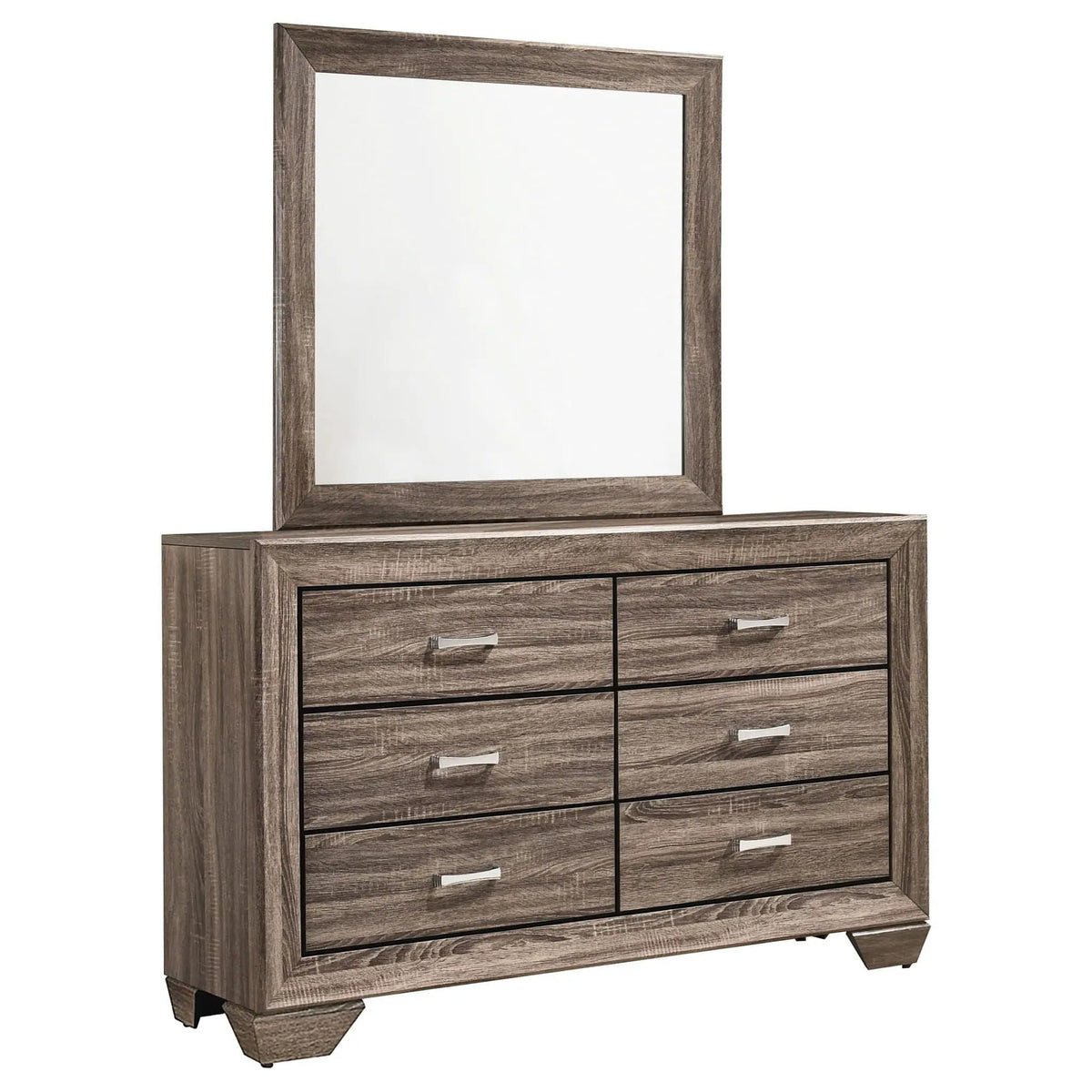 Kauffman 6-drawer Dresser with Mirror Washed | 59 x 16.5 x 76.25 in | Wood | Taupe