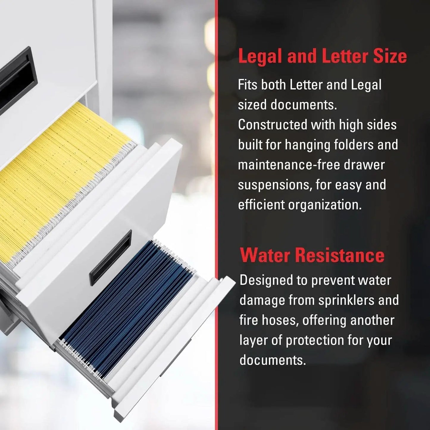 Black 2 Drawer Fire Safe Legal Letter File Cabinet from PriceLows™