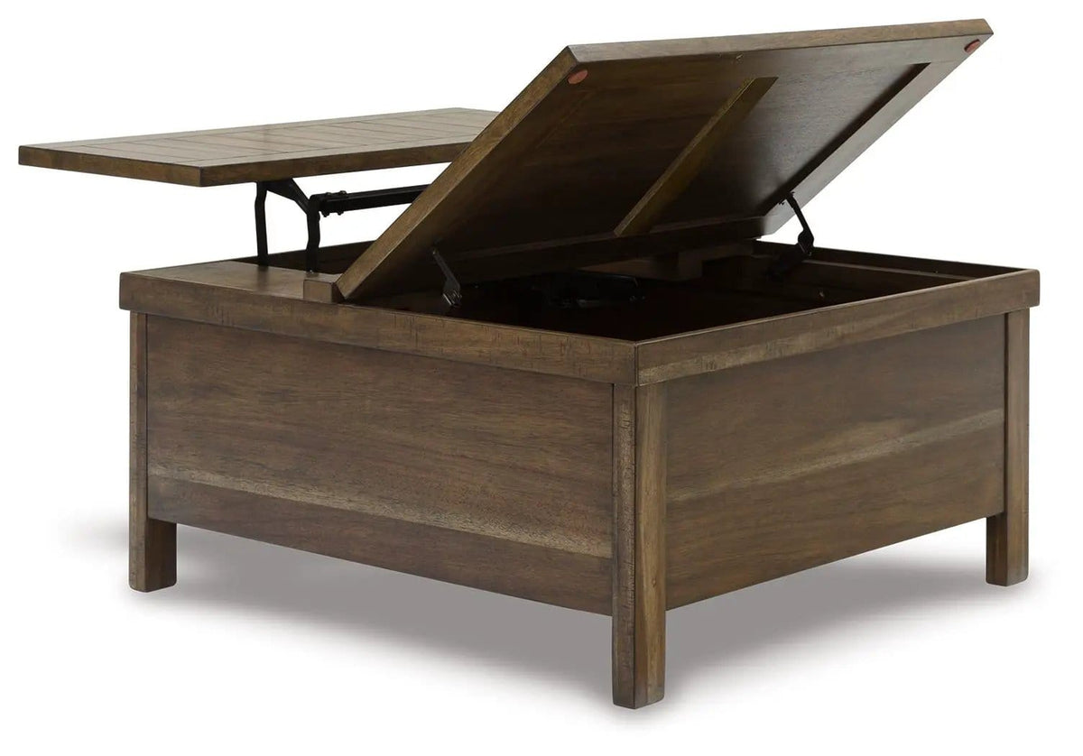 Moriville Lift Top Cocktail Table | 36.13 x 36.13 x 18 in | Acacia Wood & Mdf | Grayish Brown