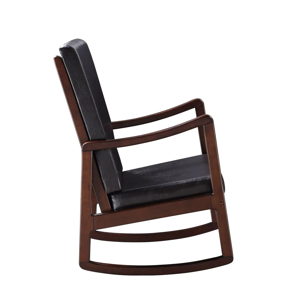 Raina Rocking Chair | Synthetic Leather | Espresso Finish | Rubber Wood Frame