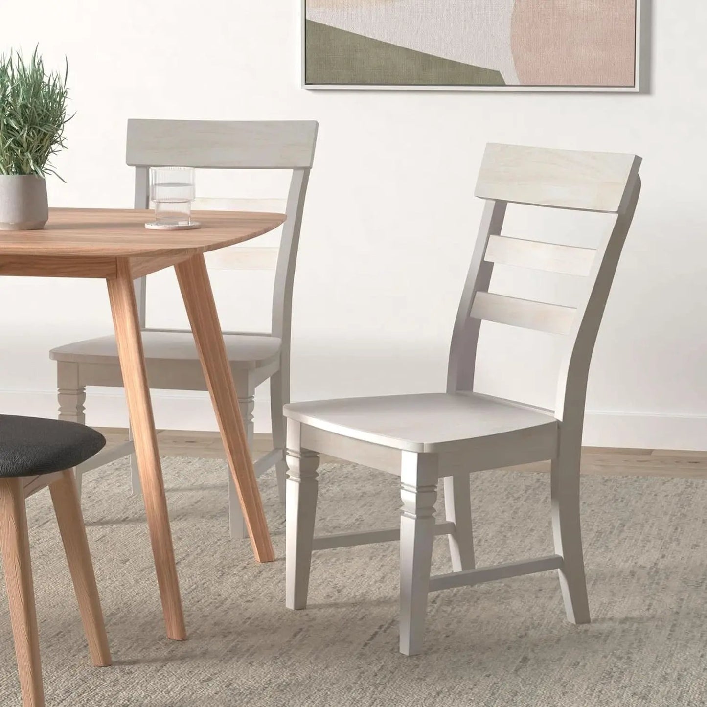 Two Java Dining Chairs Unfinished Parawood 225 Lb Capacity from PriceLows™