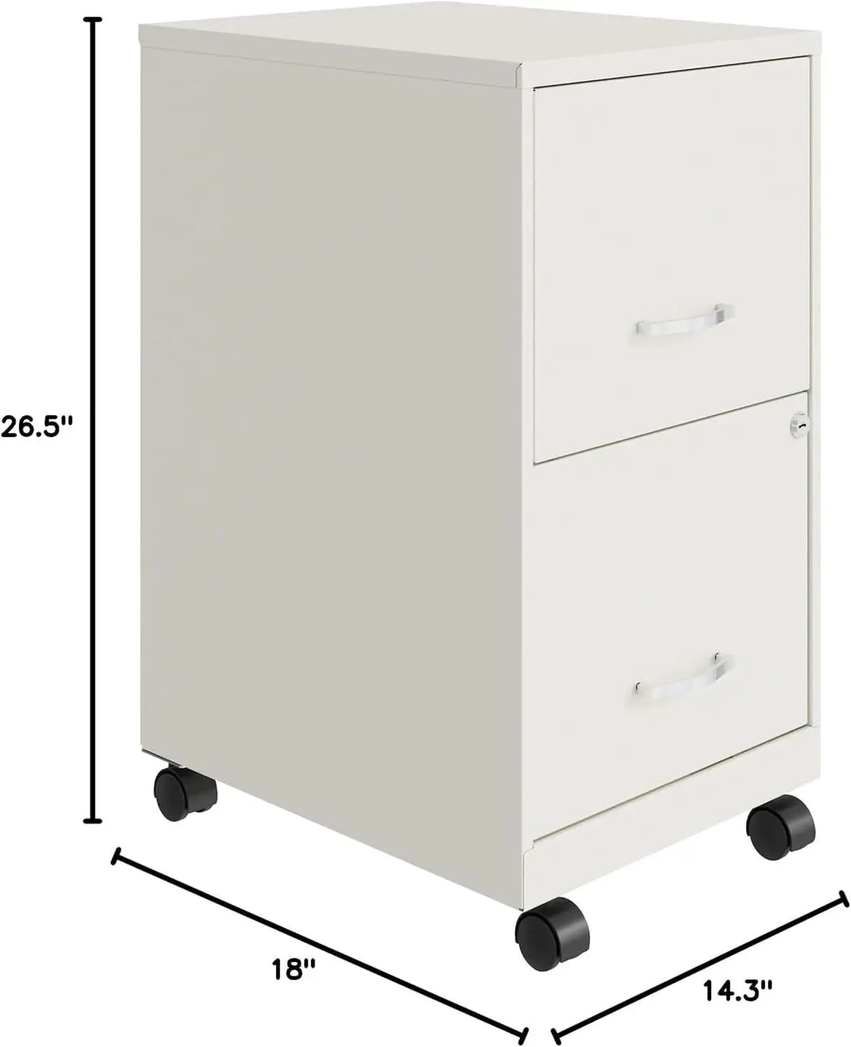LYS SOHO White Mobile File Cabinet With Locking Two Drawers from PriceLows™
