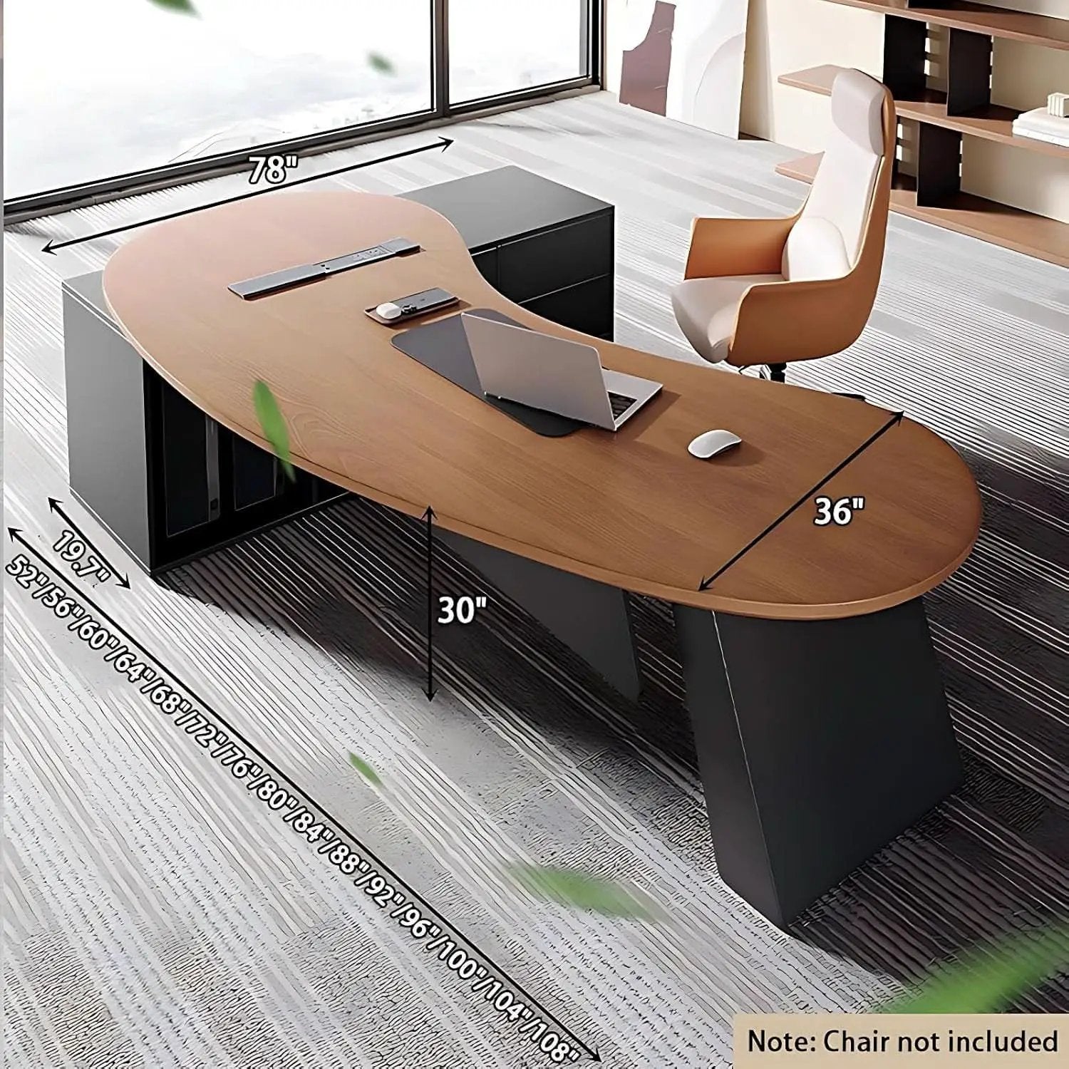 L Shaped Desk With Solid Wood 80 Inch Executive Work space Desk from PriceLows™