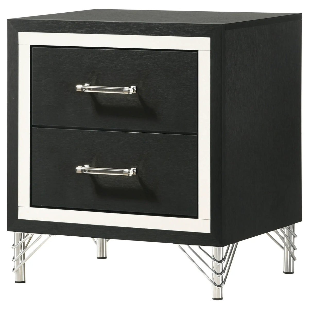 Lucia 2-drawer Nightstand Bedside Table | 21.75 x 17.25 x 24.25 in | Metal | Black