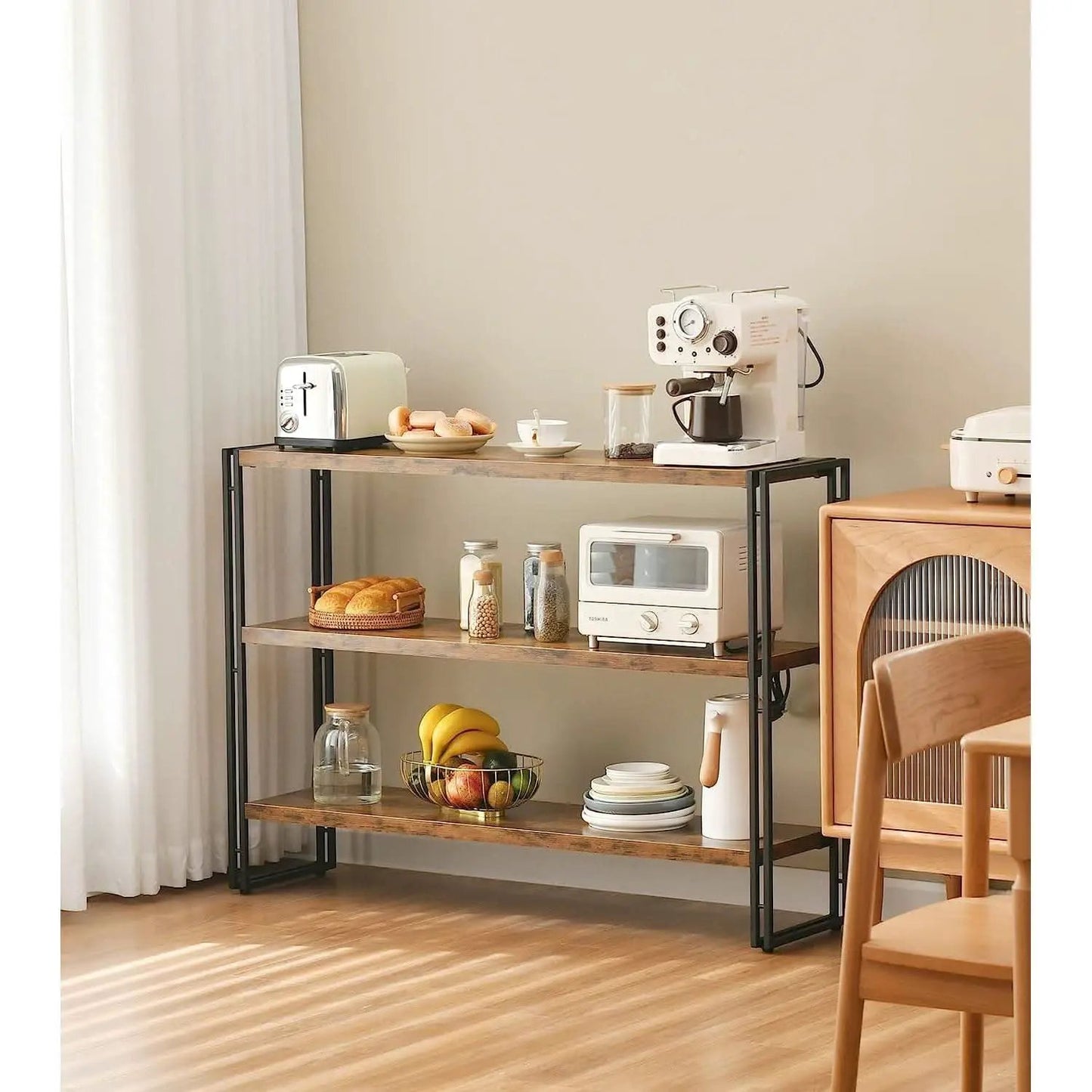 Rustic Three Tier Bookcase With Easy Assembly Home Office from PriceLows™