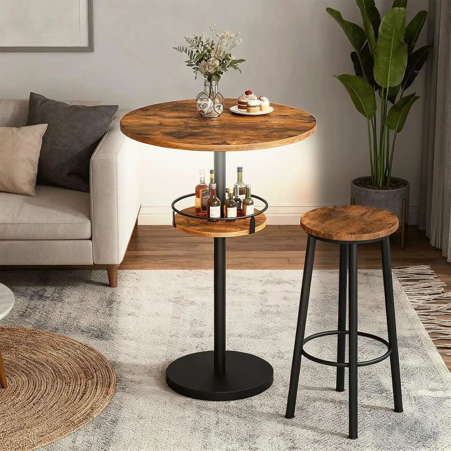 Round Industria lBar Table Set Two With Integrated LED Illumination from PriceLows™