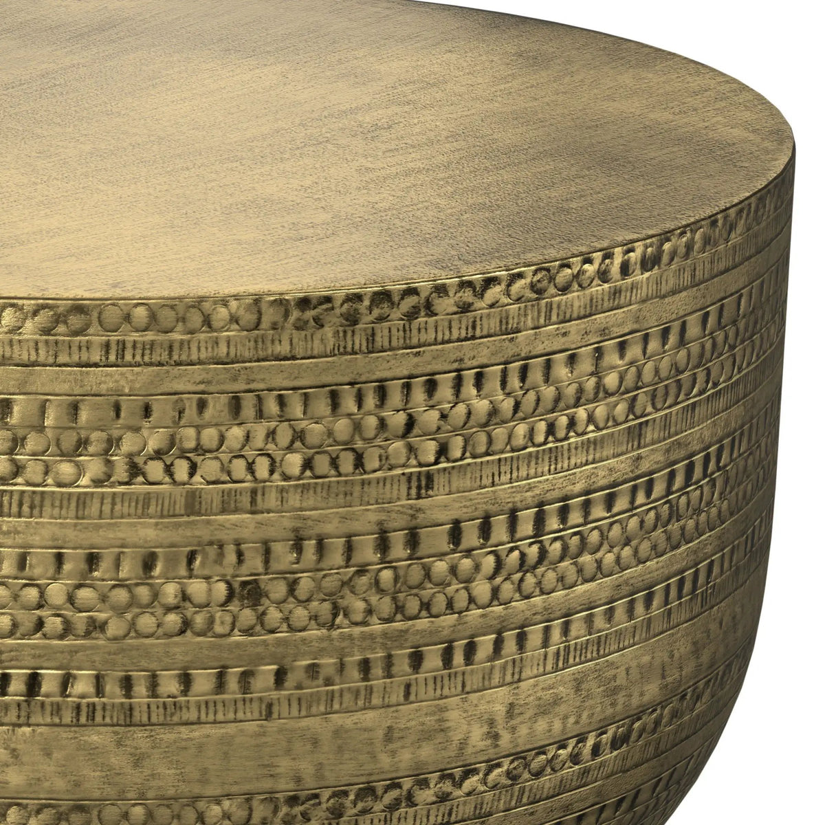 Johnsen Metal Coffee Table | Handcrafted | Large Round Shape | Distinctive Textured Detail