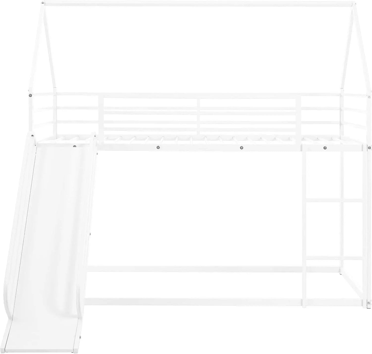 Twin Over Twin Metal Floor Bunk Bed With Slide Playhouse from PriceLows™