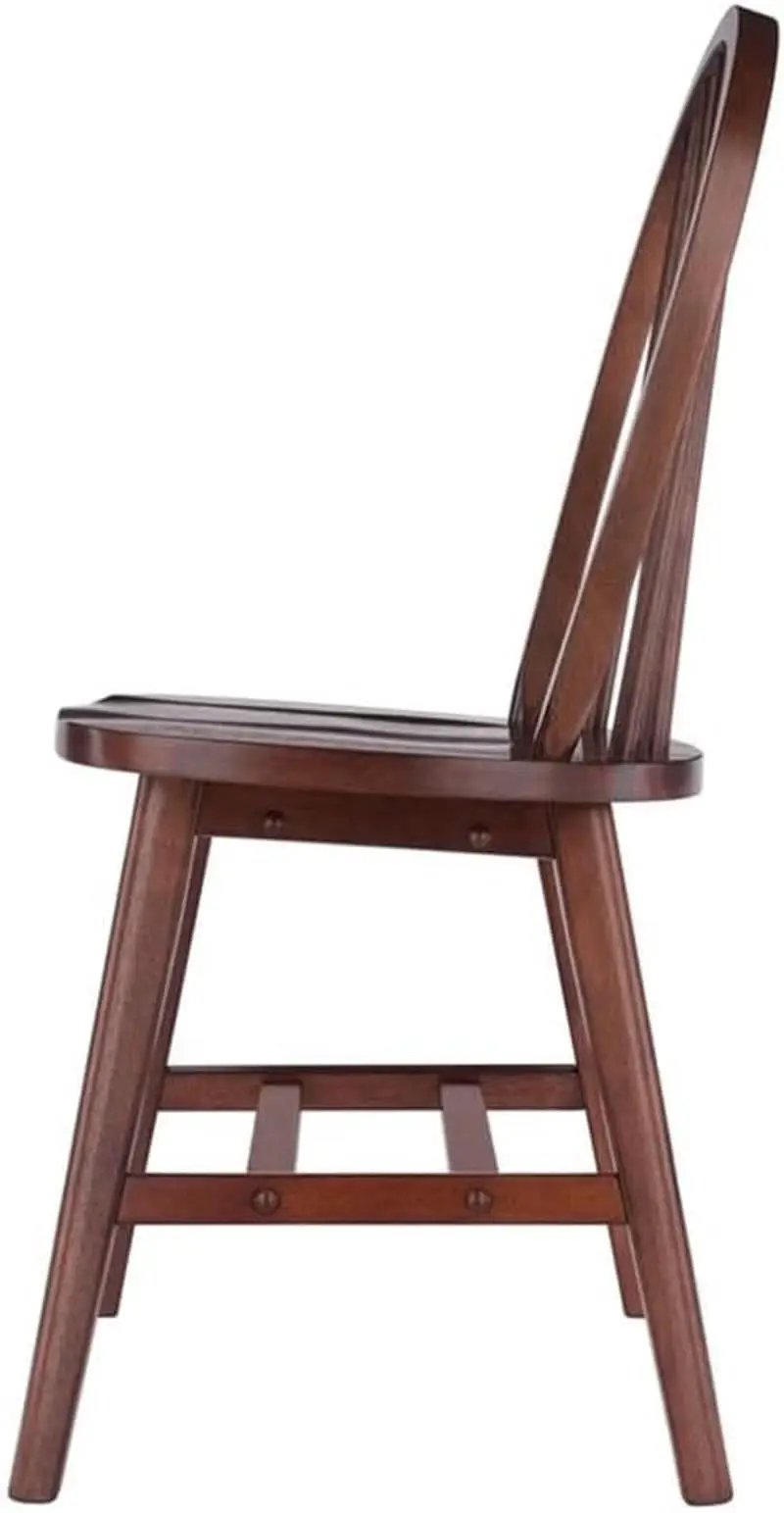 Windsor 2 Piece Solid Wood Dining Chair Set Walnut Finish from PriceLows™