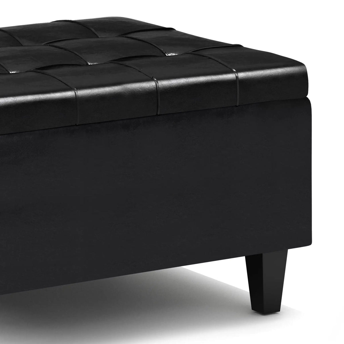 Coffee Table Storage Ottoman | Lift Top Hinge | Solid Wood Base | Large Square
