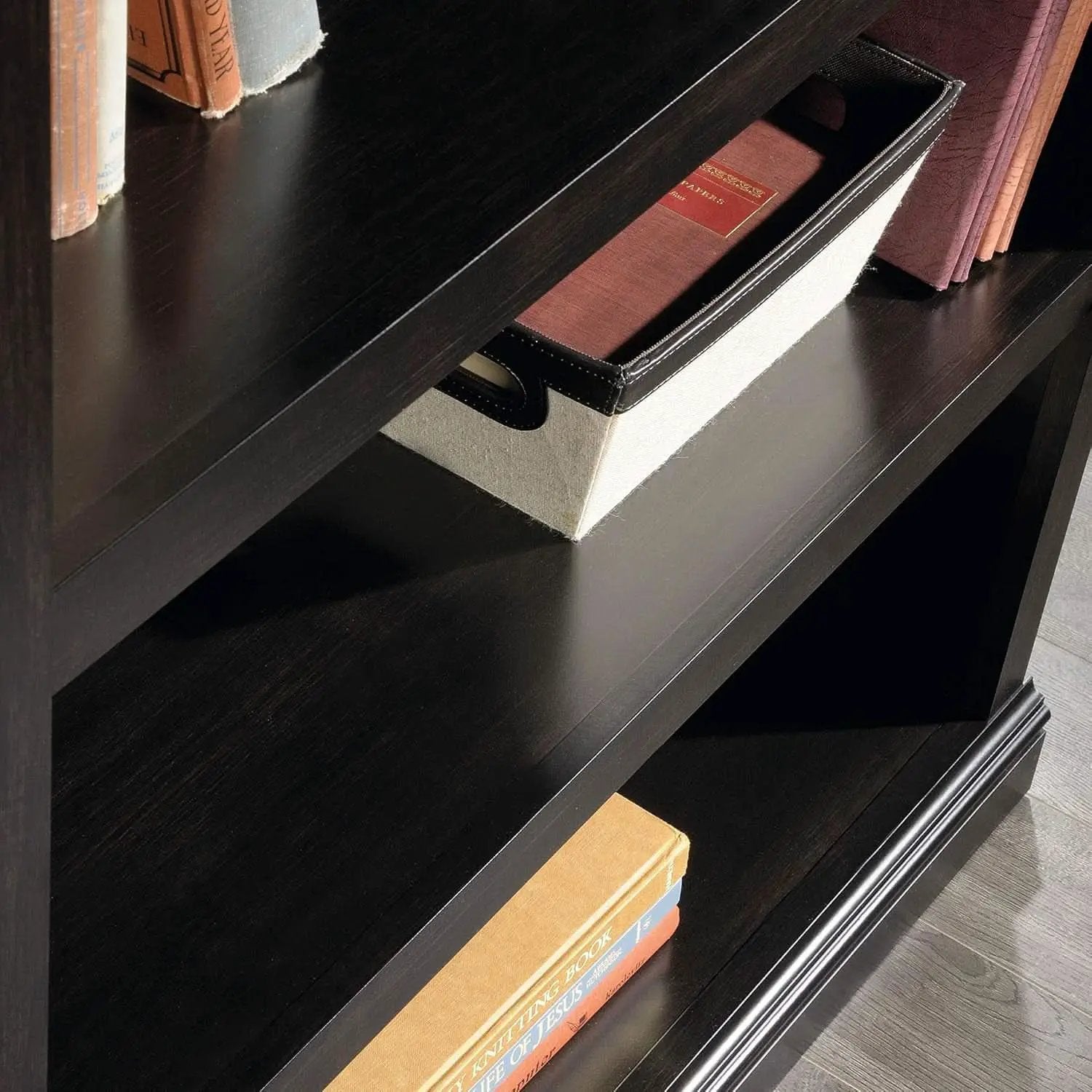 Three Tier Wooden Book Shelf Estate Black with Adjustable Shelves Multipurpose Bookshelf for Home Office And Living Room from PriceLows™