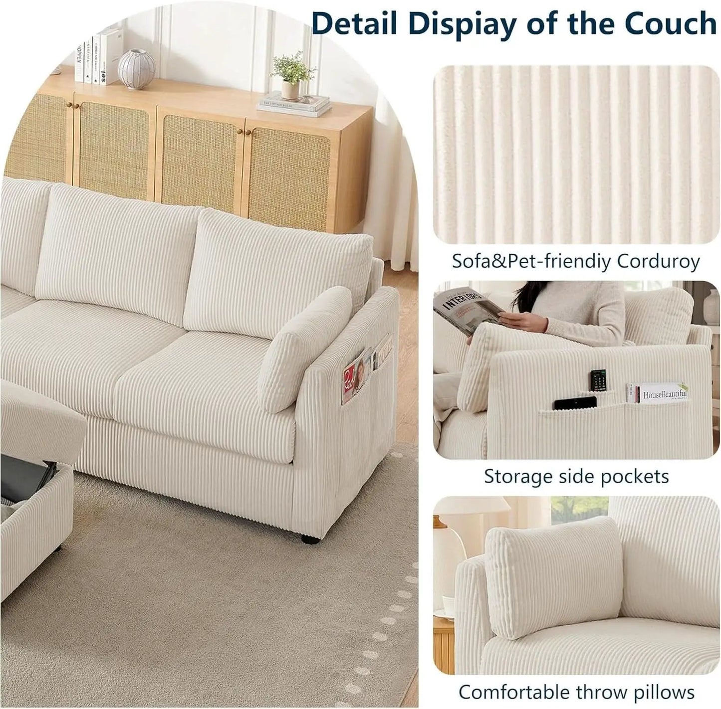 Beige 38 Inch Modern Upholstered Accent Reading Armchair from PriceLows™