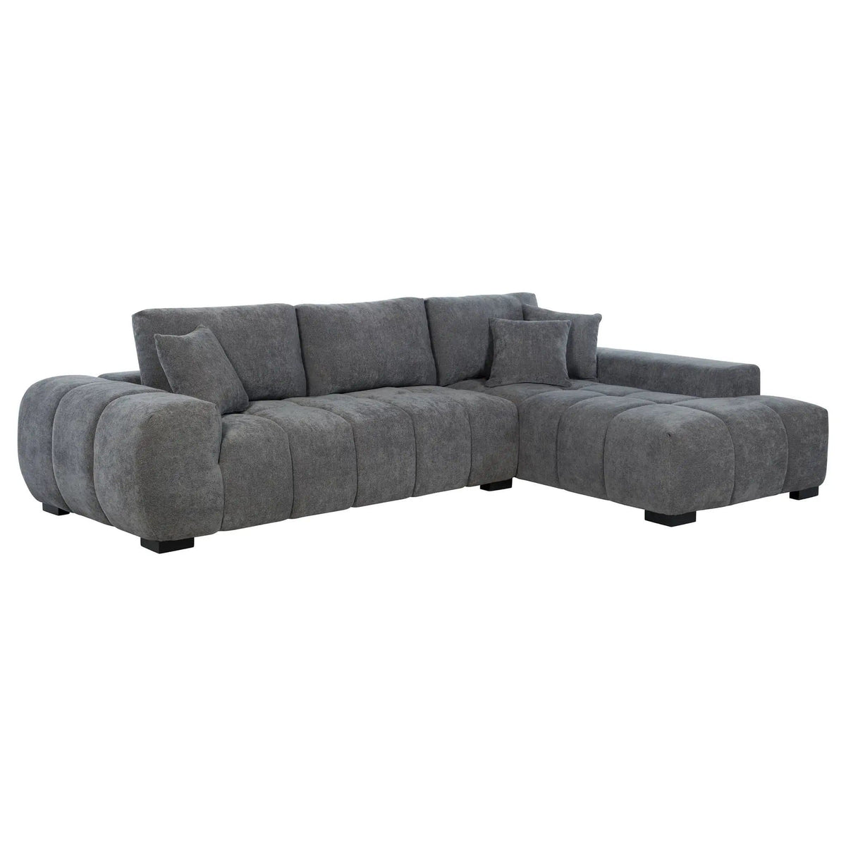 Octavia Upholstered Sectional Chaise Sofa Charcoal | 119.25 x 79.5 x 35.5 in | Living Room Furniture | Grey