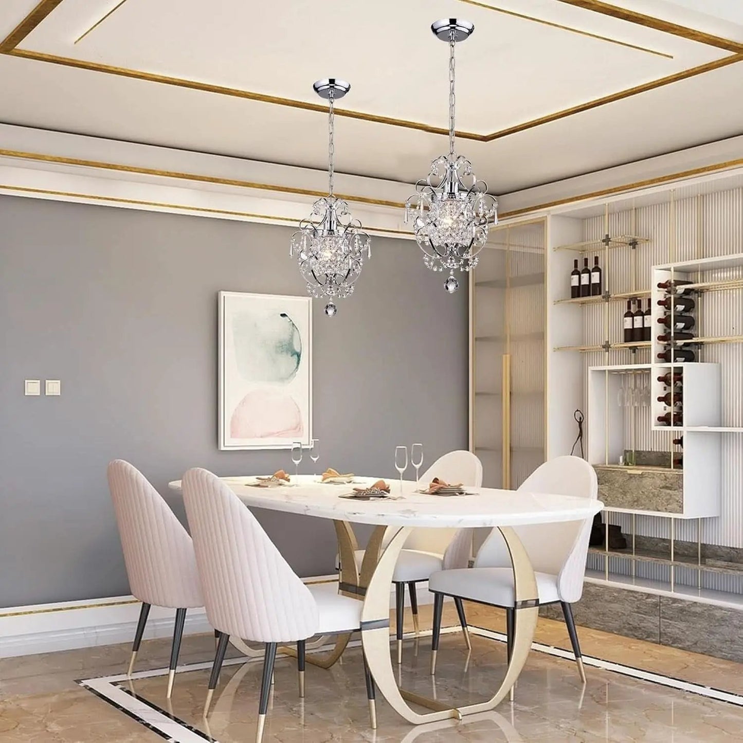 Amorette Chrome Crystal Chandelier 1 Light Fixture from PriceLows™