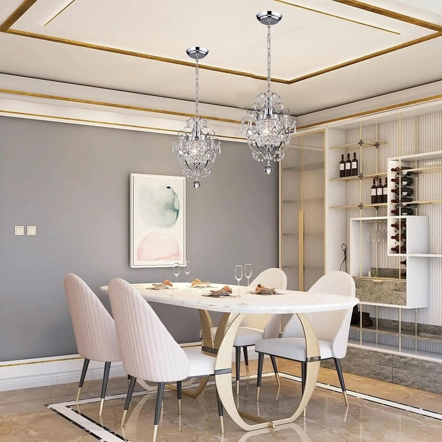 Amorette Chrome Crystal Chandelier 1 Light Fixture from PriceLows™