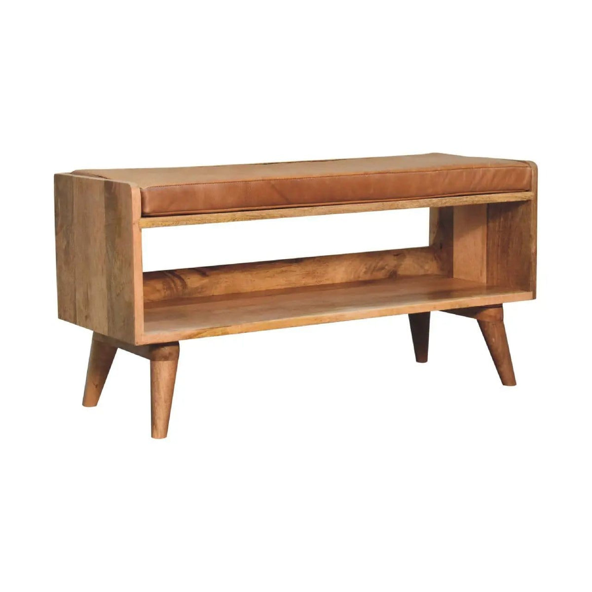 Solid Wood Bench With Upholstered Sea | 3 Pieces | Mango Wood | Home