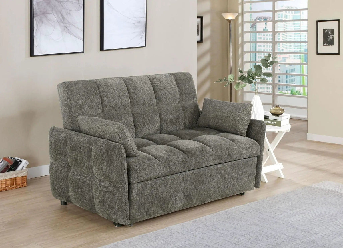 Cotswold Upholstered Convertible Sleeper Sofa Bed Dark | 59 x 32.25 x 36 in | Chenille | Grey