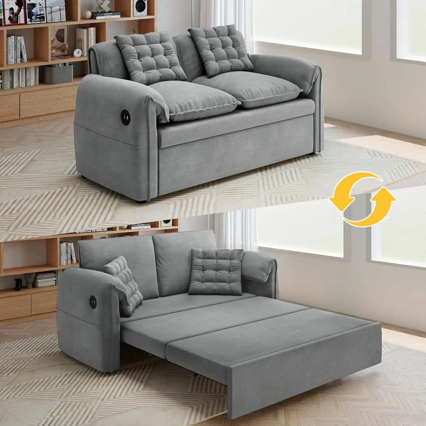Light Grey Eighty Seven Inch Convertible Sleeper Sofa from PriceLows™