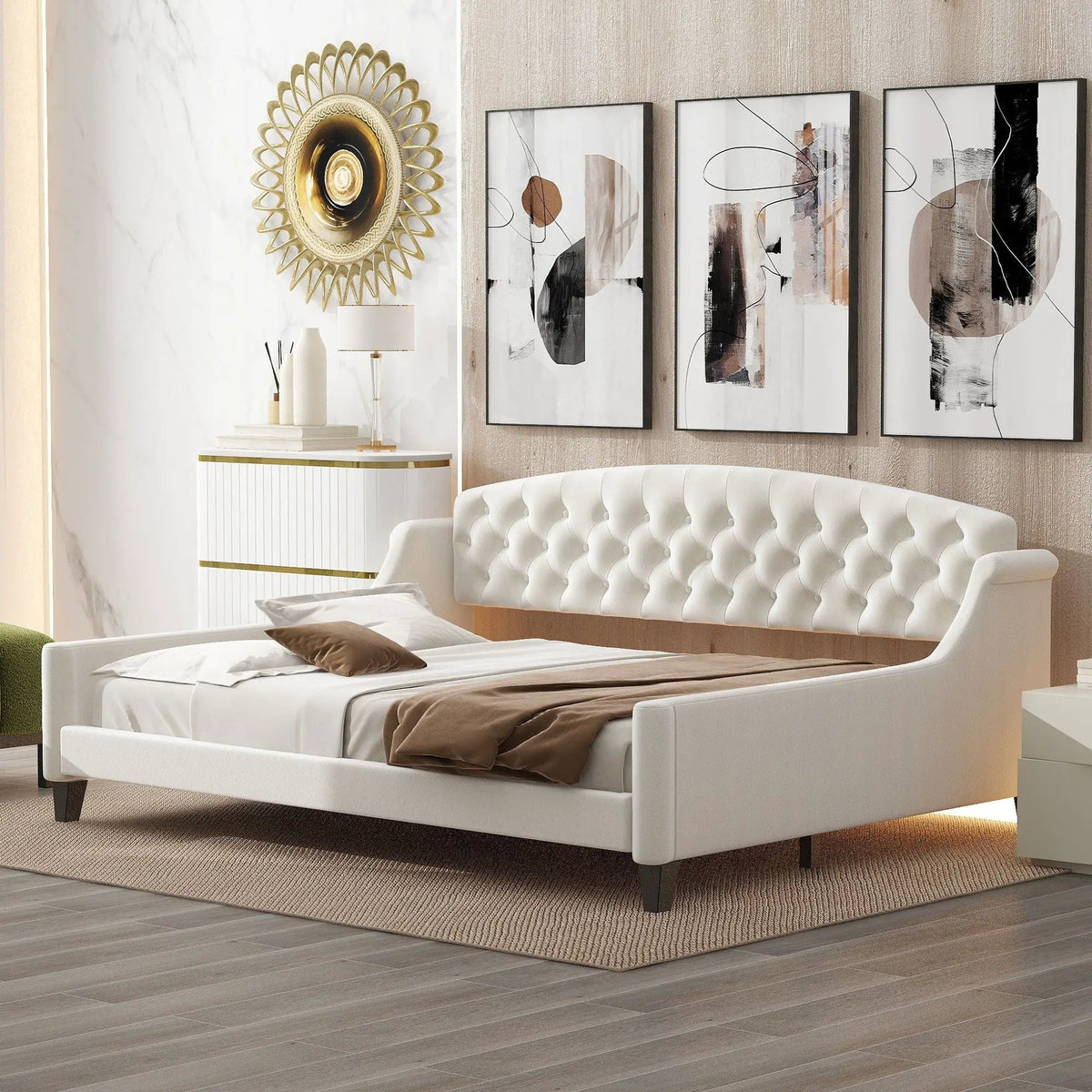 Tufted Button Daybed | Modern Design | Reinforced Slats | Solid Legs
