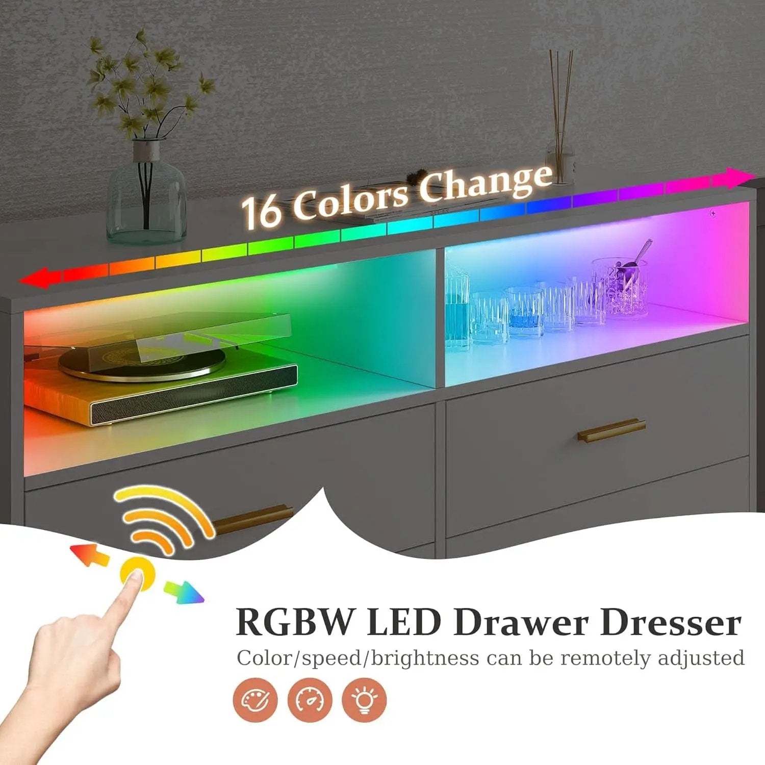 Elegant White Dresser With Integrated LED Lighting from PriceLows™