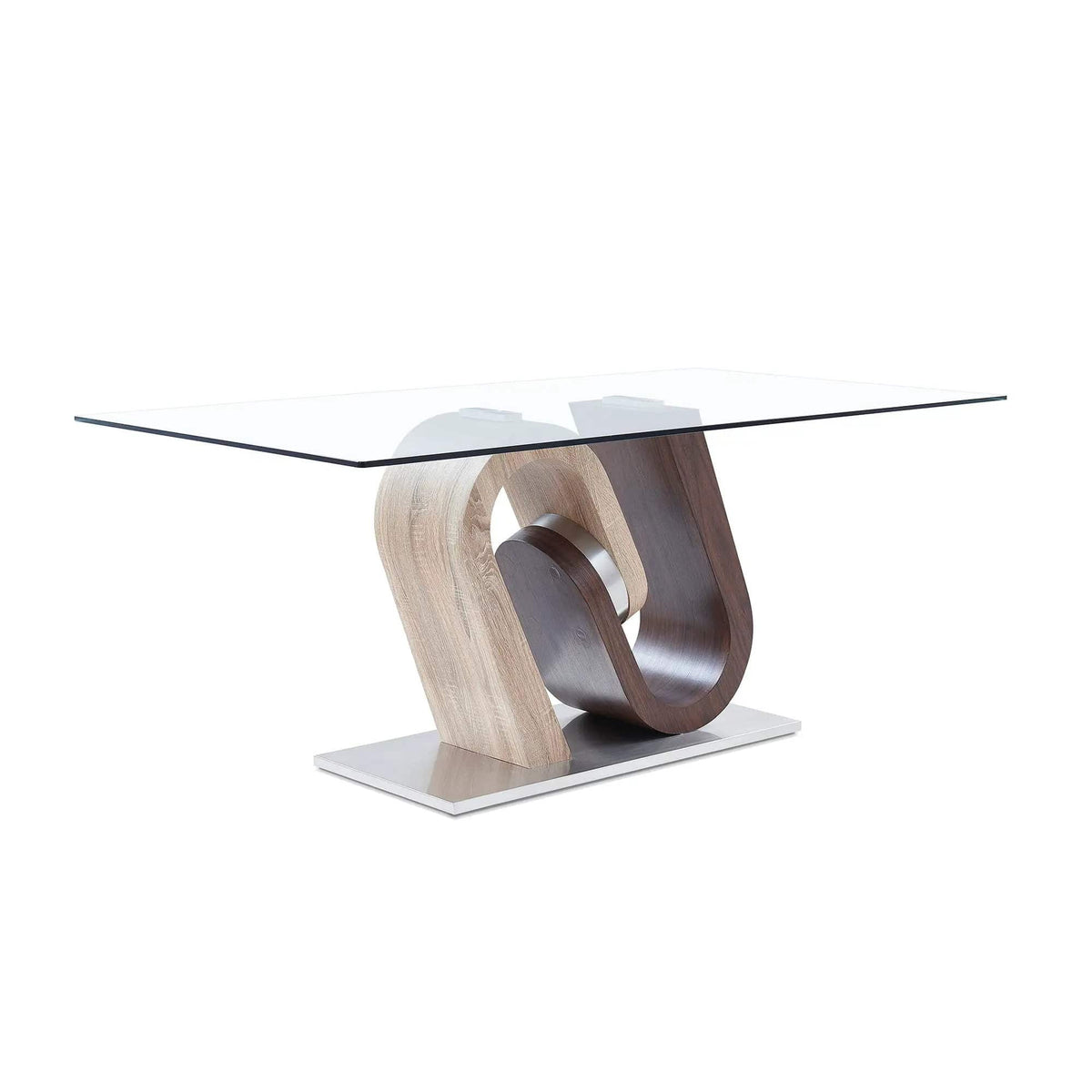 Tony Dining Table | 70.87 x 39.37 x 29.92 in | Walnut & Stainless Steel | Brown / Beige