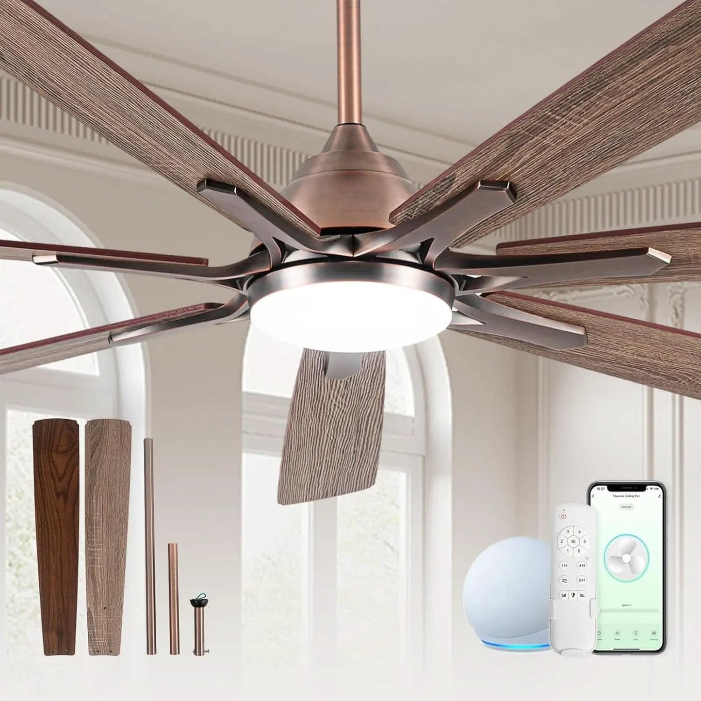 72 Inch Oil Rubbed Bronze Smart Outdoor Ceiling Fan from PriceLows™