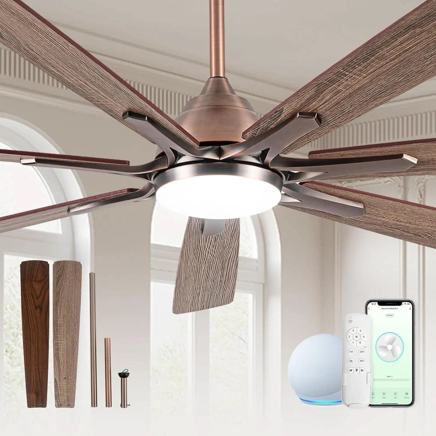 72 Inch Oil Rubbed Bronze Smart Outdoor Ceiling Fan from PriceLows™
