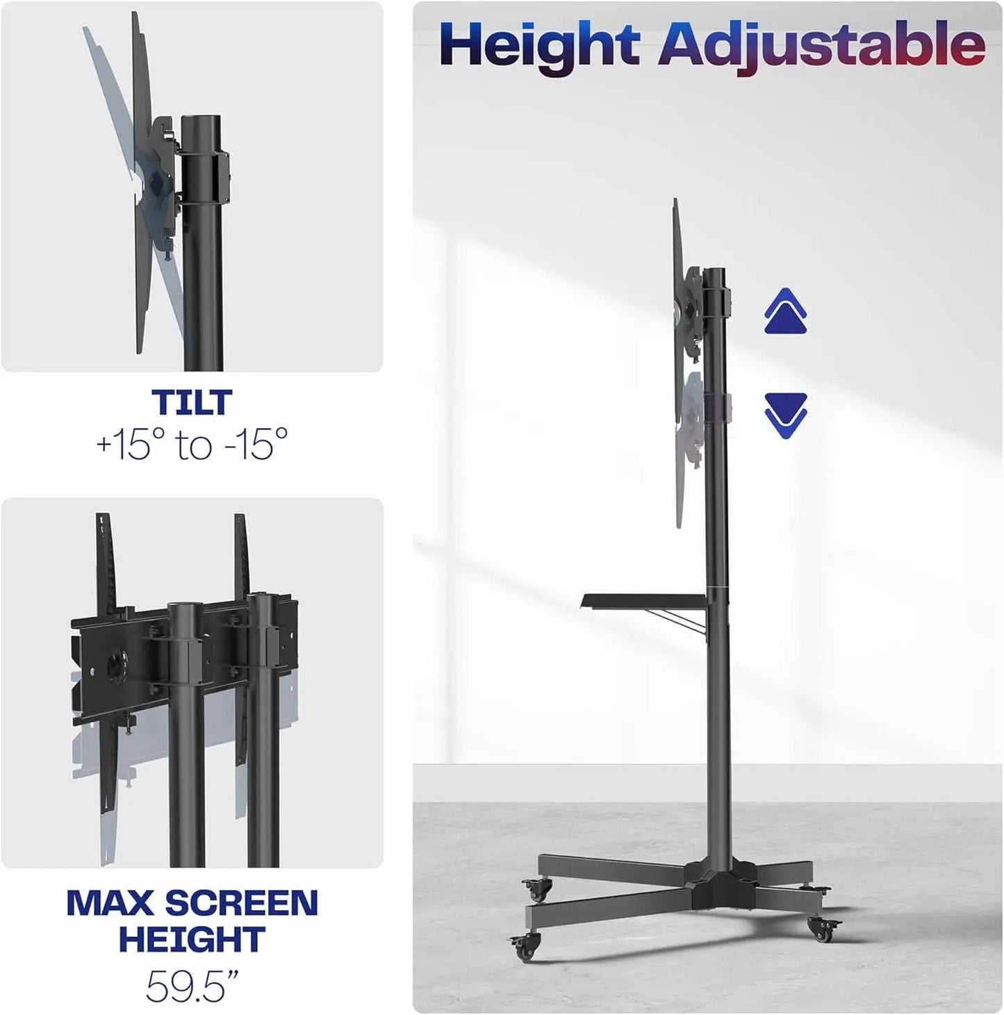 Mobile TV Cart 32 to 83 Inch Adjustable Height Tilt from PriceLows™