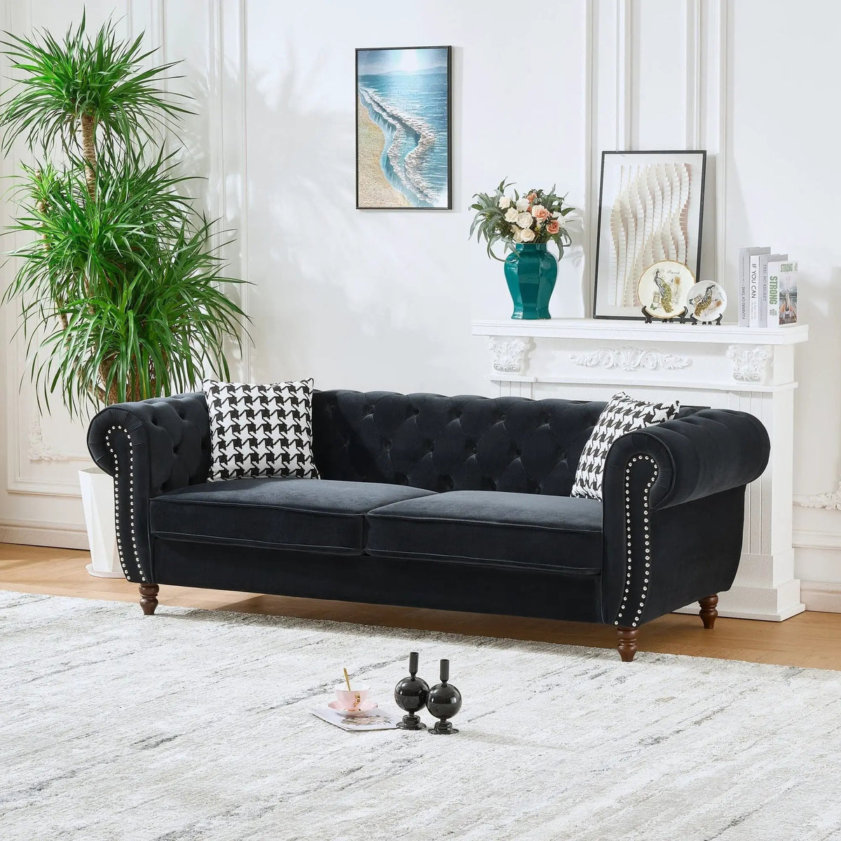 Sofa | Chesterfield Roll Arms | Tailored Fabric | 3 Seater