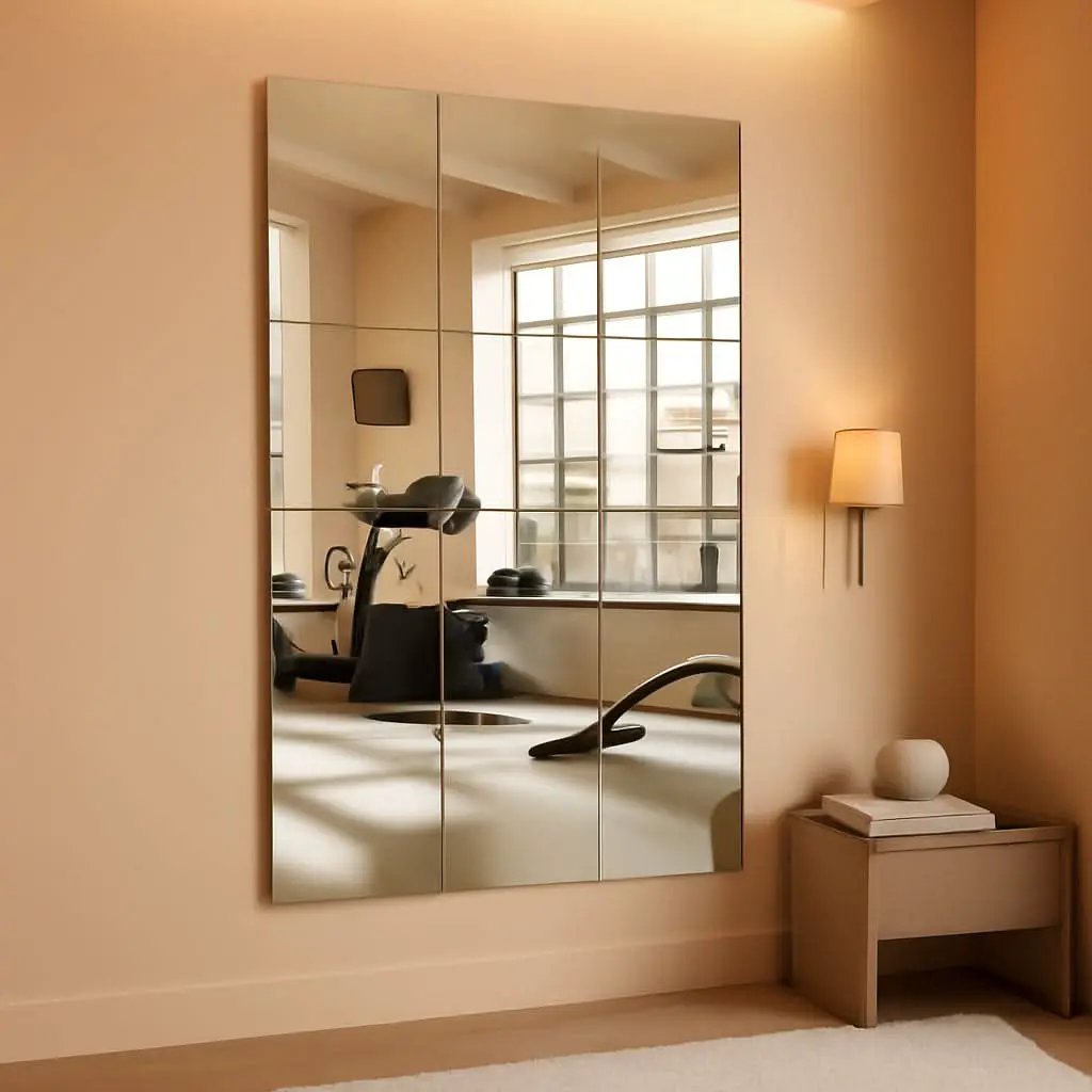 14 By 12 Inch Home Gym Mirror Tile Set For Wall 12 Pcs from PriceLows™