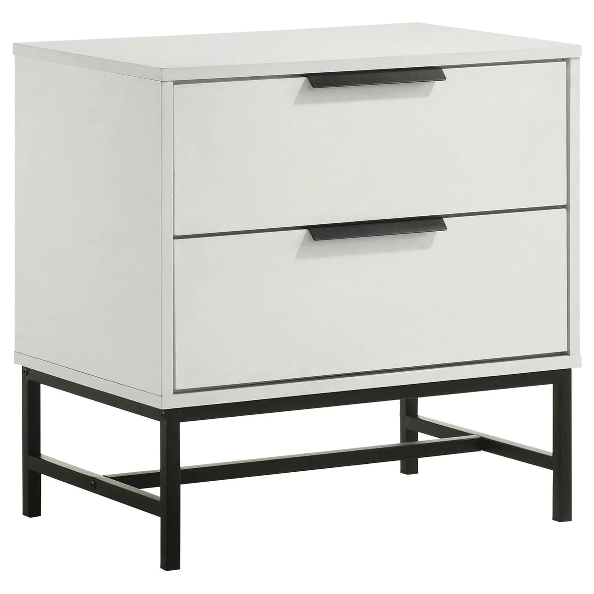 Sonora 2-drawer Nightstand Bedside Table | 23.5 x 15.25 x 23.5 in | Engineered Wood & Metal | White