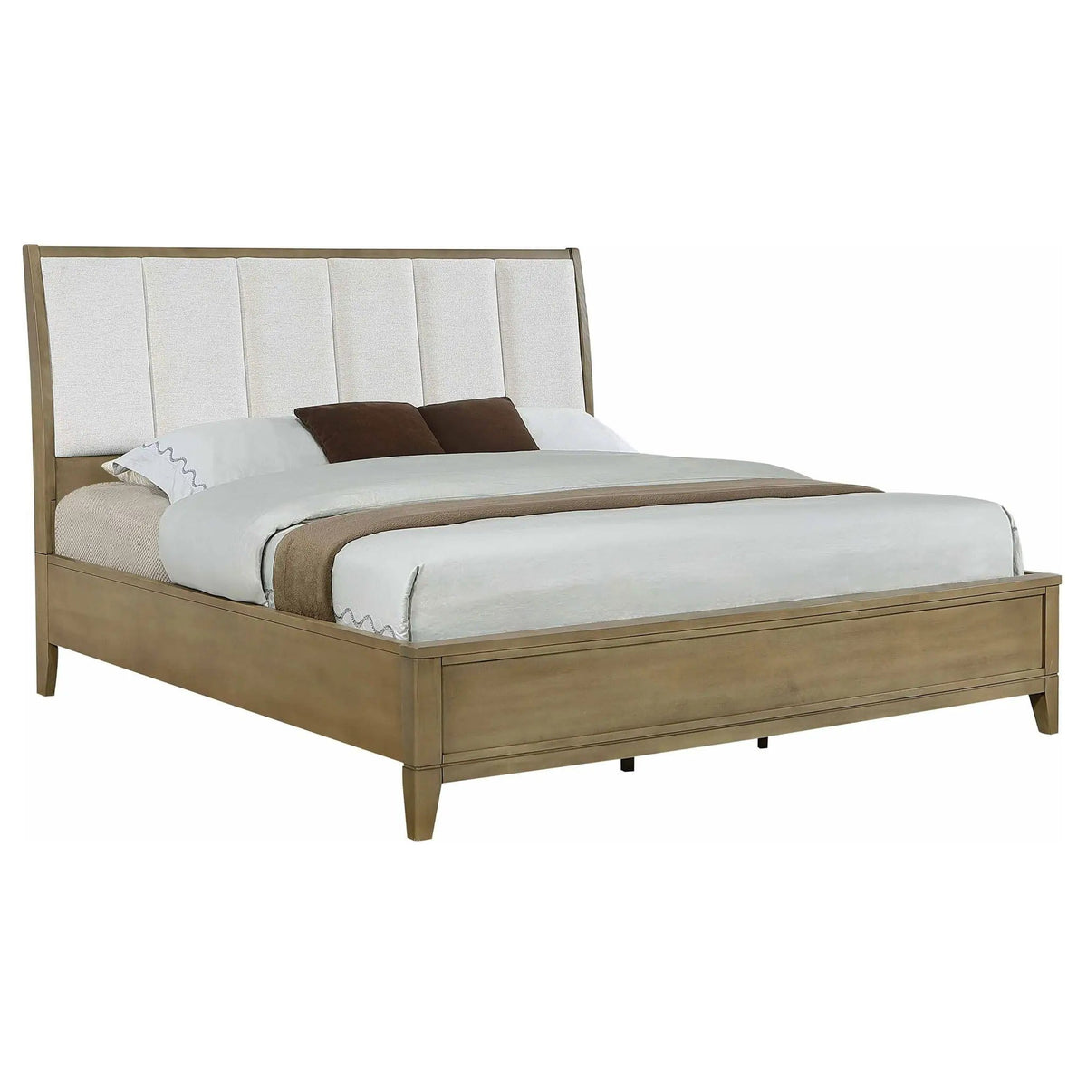 Granada Upholstered Eastern King Panel Bed Natural Pine | 80.25 x 89.75 x 53.25 in | Fabric | Bedroom