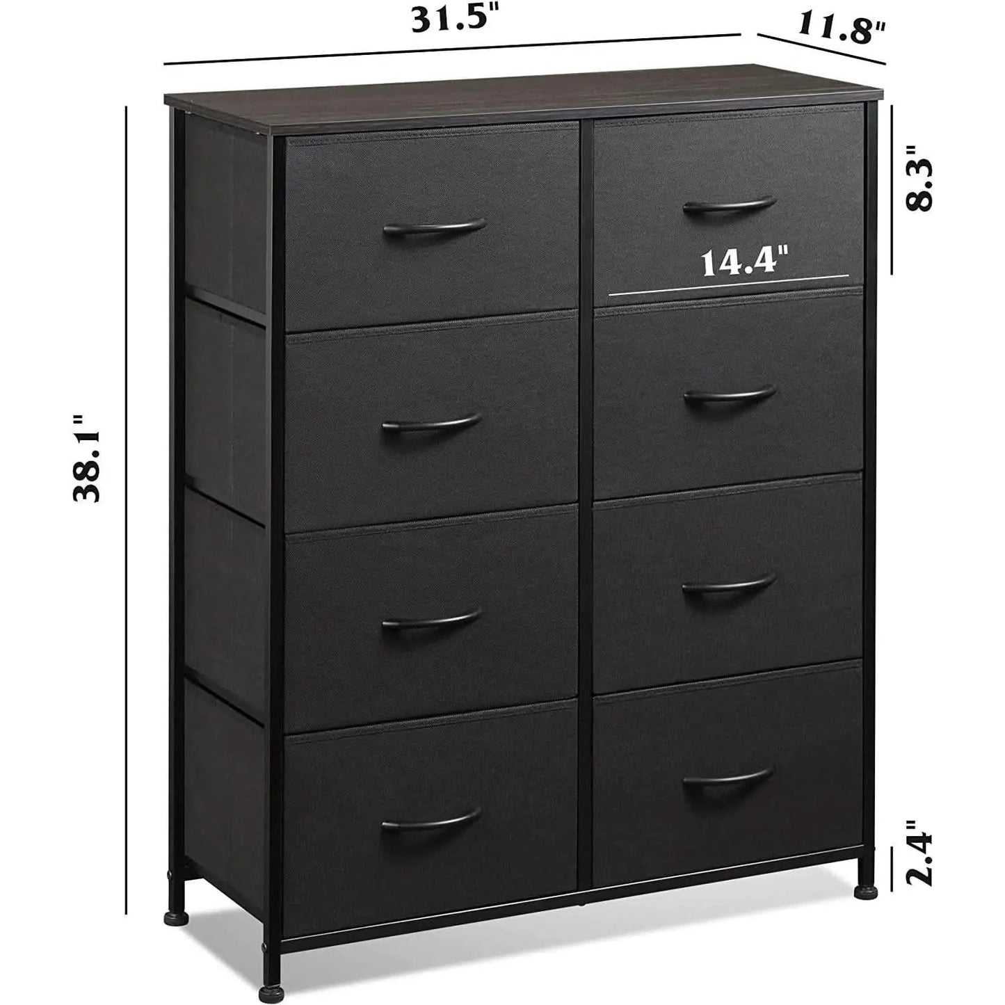 Fabric Storage Tower With 8 Drawers Charcoal Black from PriceLows™