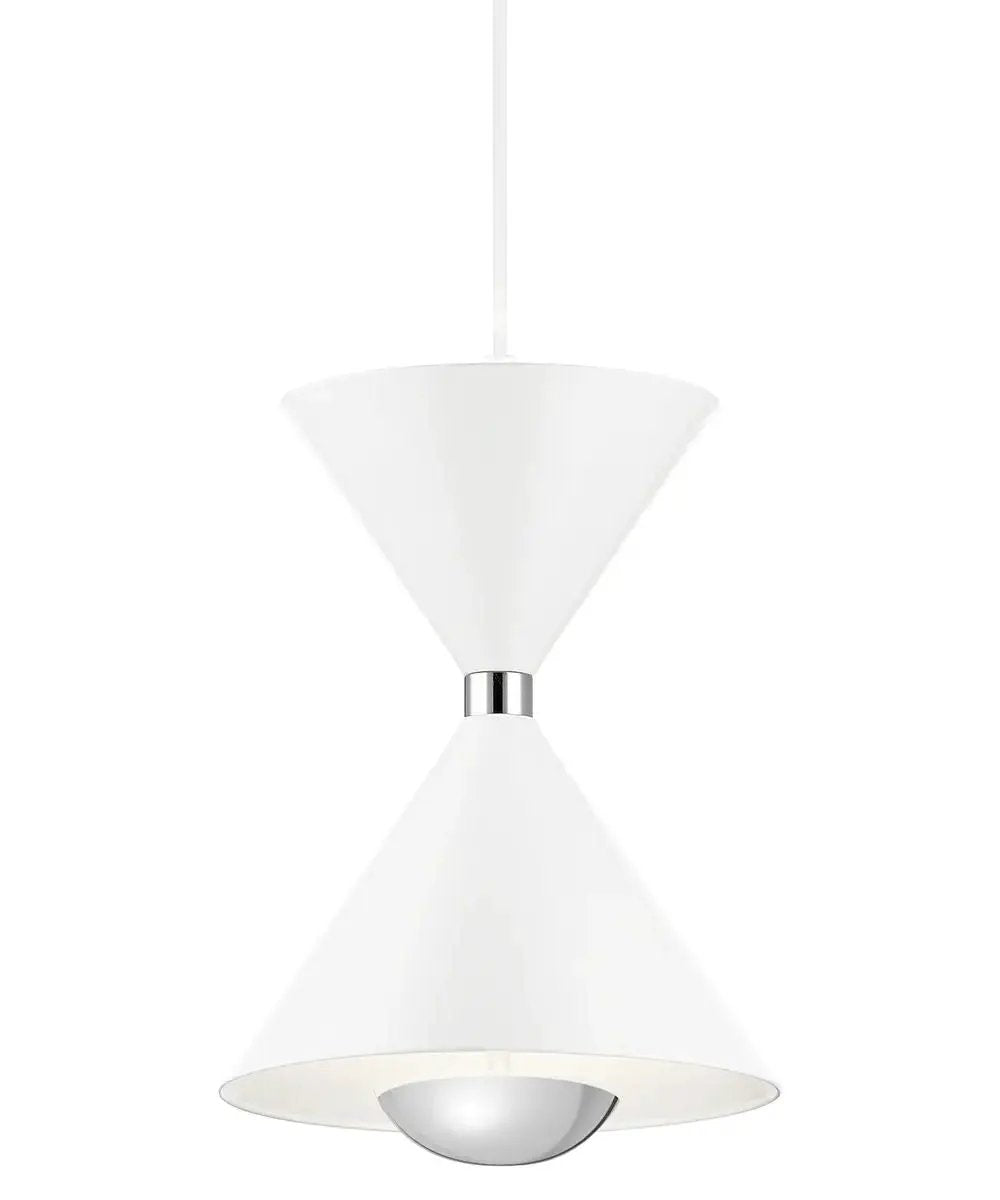Mini Pendant Light | 1 Light Led | 8 Inch Matte White | Hourglass Design
