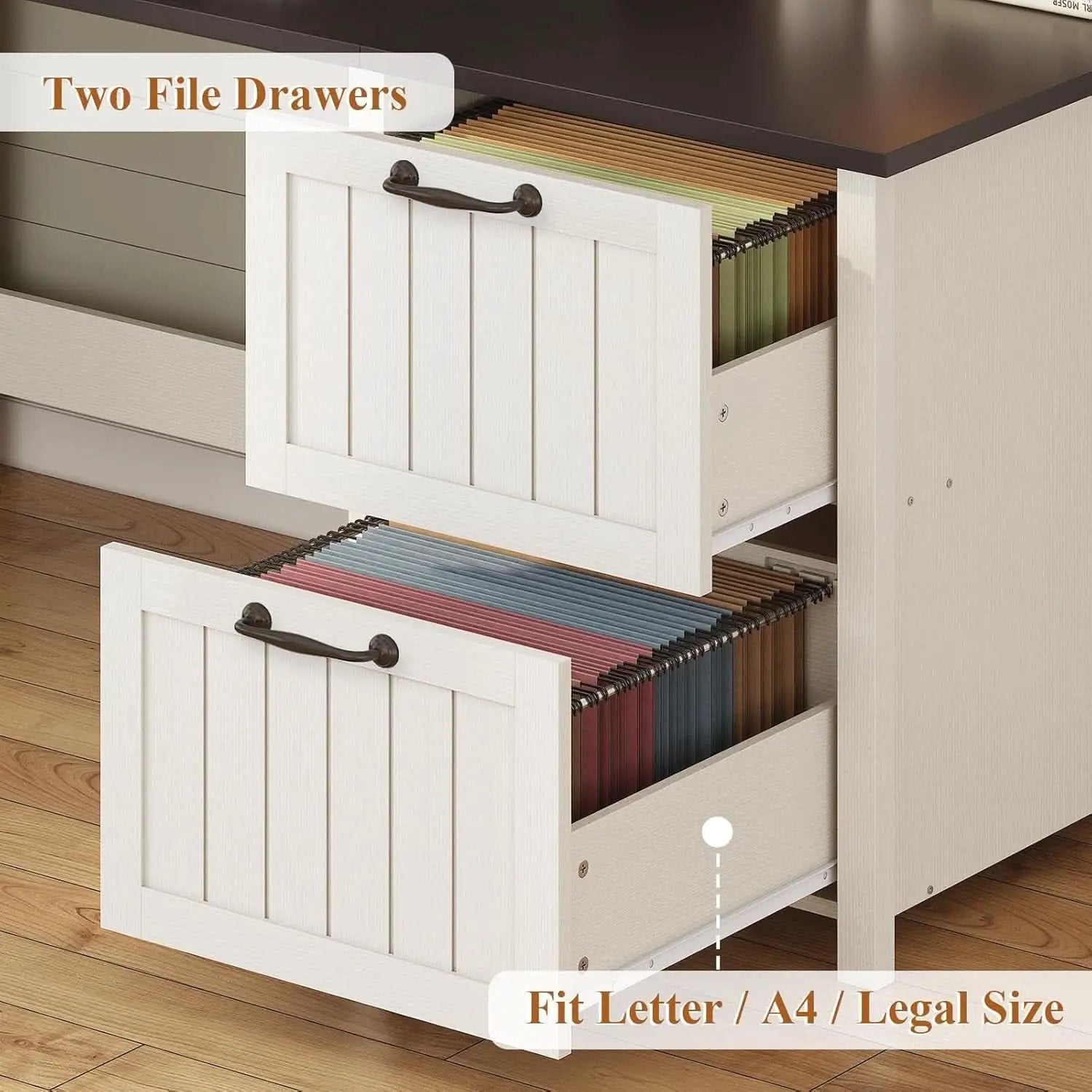 63 Inch Wide White Solid Wood Executive Desk With Drawer from PriceLows™
