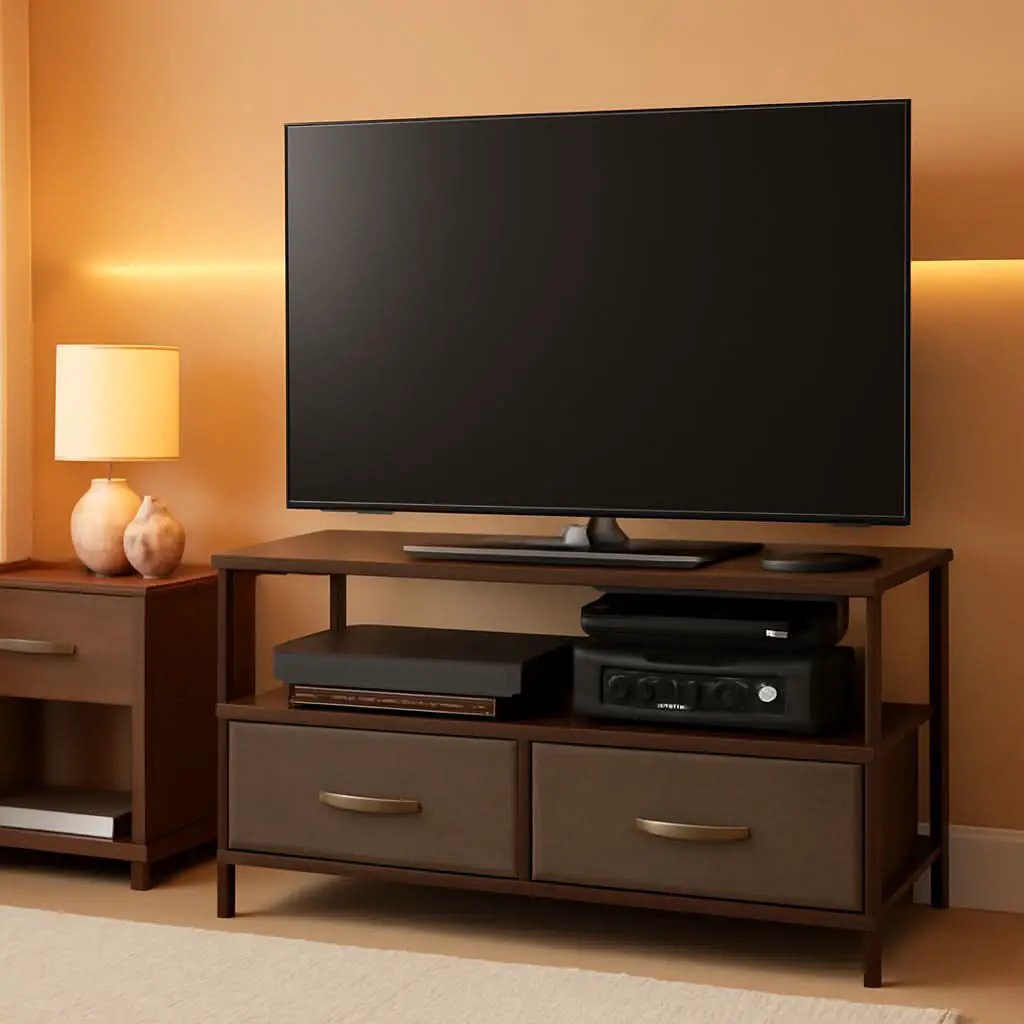 Dresser Style TV Stand With Two Drawers And Wood Top from PriceLows™