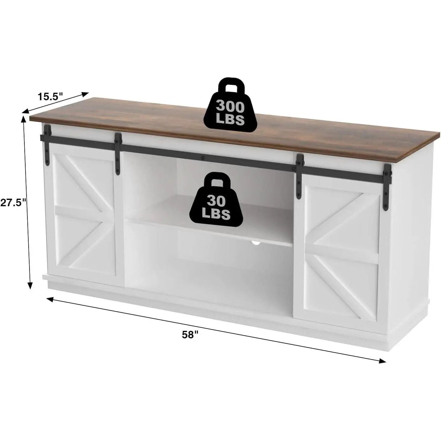 65 Inch Farmhouse TV Stand With Sliding Barn Doors from PriceLows™