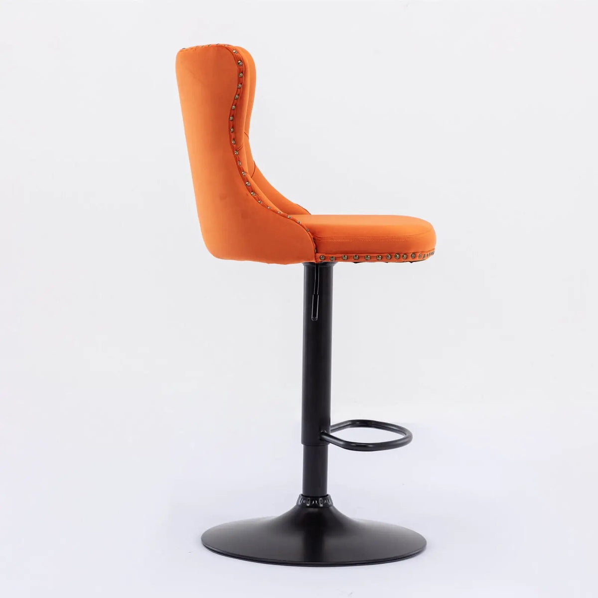 Swivel Barstools | Adjustable Height | Tufted Back With Nailheads | Set of 2