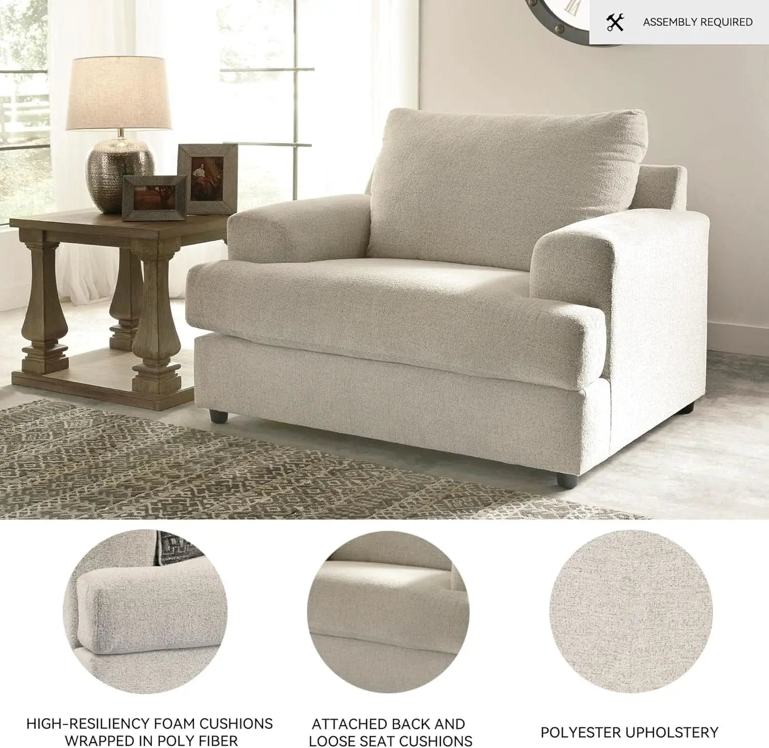 Soletren Contemporary Off White Chenille Upholstered Chair from PriceLows™