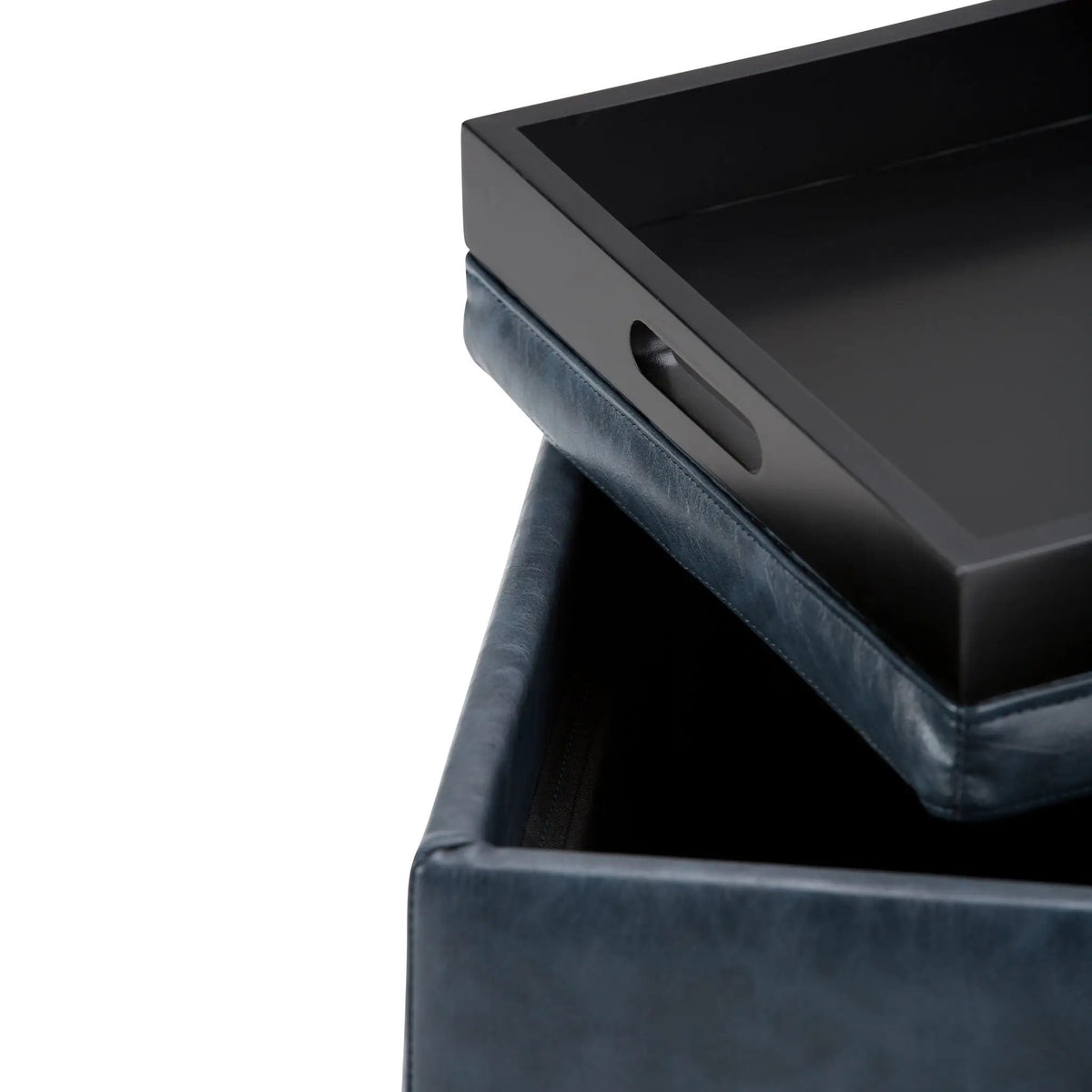 Rockwood Upholstered Cube Ottoman | Flip Over Serving Tray | Large Interior Storage | 16.9 Inch Cube
